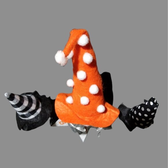 Halloween Gnomes With Polka Dot & Plaid Witch Hats Boo Banner Set of 3 - Picture 6 of 13